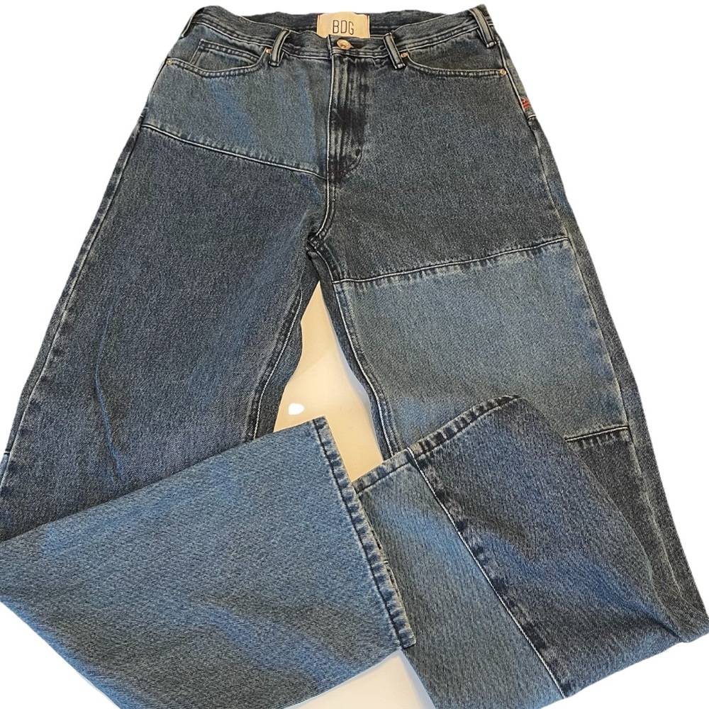 BDG Jeans Men’s Skate Fit W32 Blue Relaxed Fit Inseam 32 Denim Patches Skater